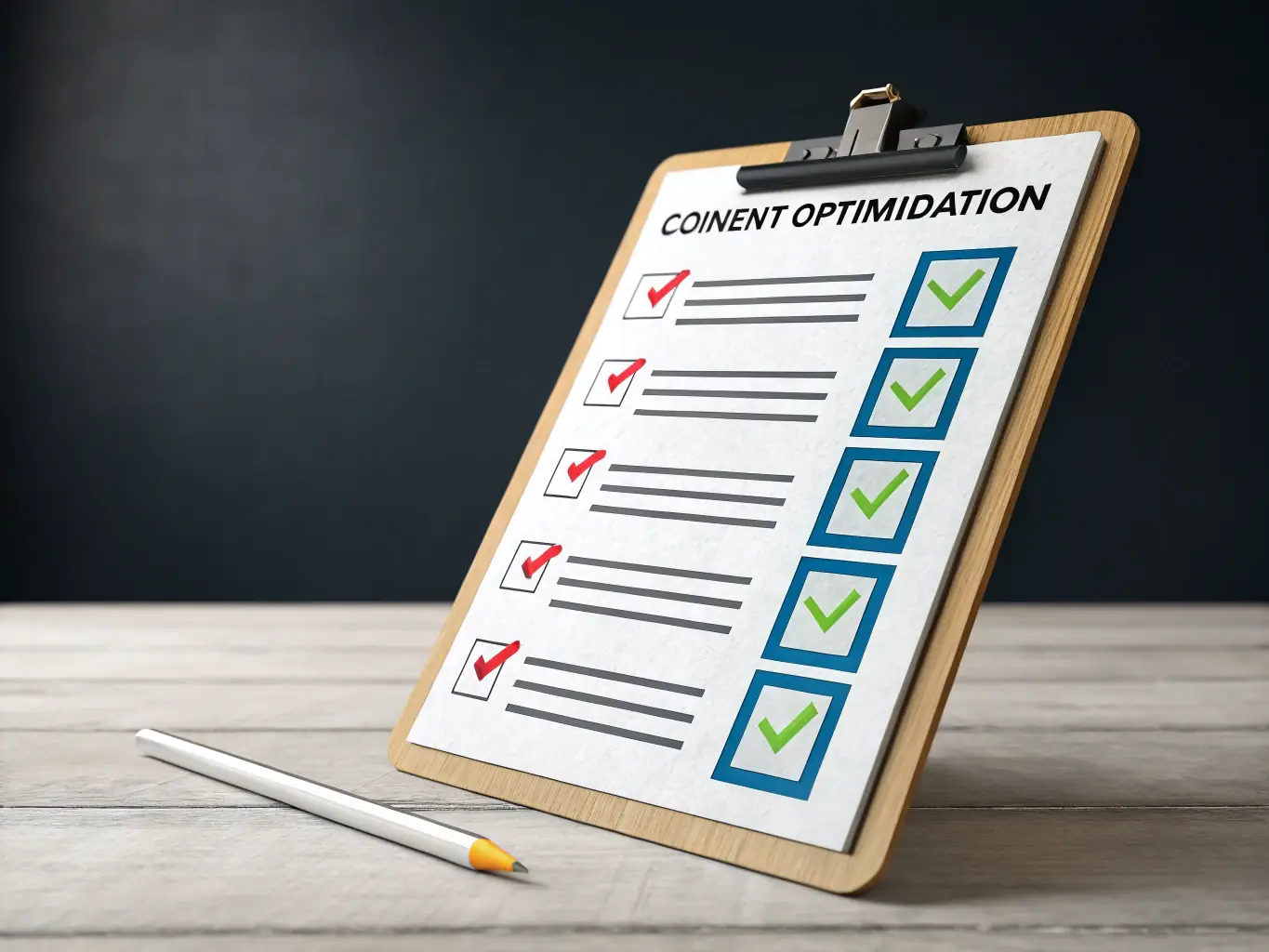 A graphic showing a checklist with checkmarks turning green, symbolizing error reduction, alongside a document with a red cross transforming into a green checkmark, indicating improved accuracy.